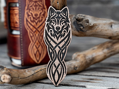 Celtic Wolf Border Wooden Stamp for Leather Crafting