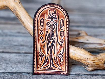 Bastet Egyptian Cat Goddess Leather Patch | 12cm × 6cm - Image 3