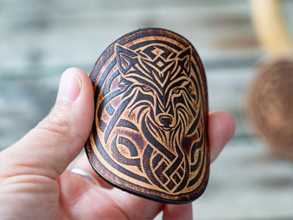 Leather Round Patch Celtic Wolf Mandala | 7,5 cm - Image 10