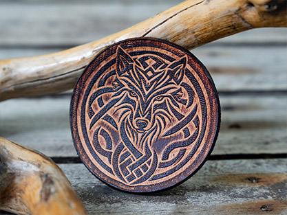 Leather Round Patch Celtic Wolf Mandala | 7,5 cm - Image 9