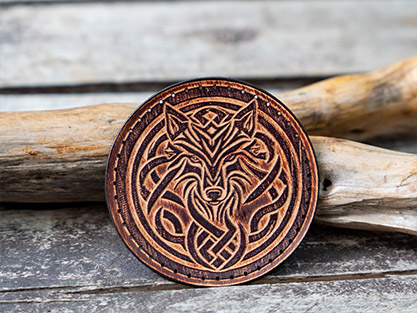 Leather Round Patch Celtic Wolf Mandala | 7,5 cm - Image 8
